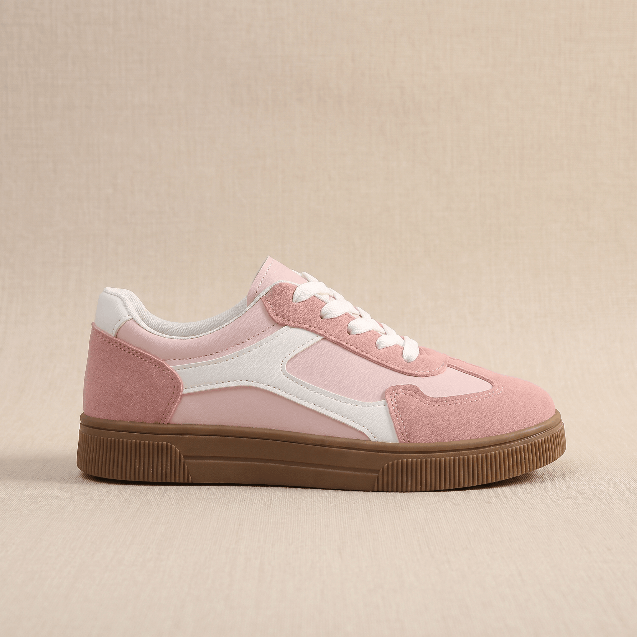 Kayla Panel Suede Sneakers – Low-Top Two-Tone Cushioned Trainers