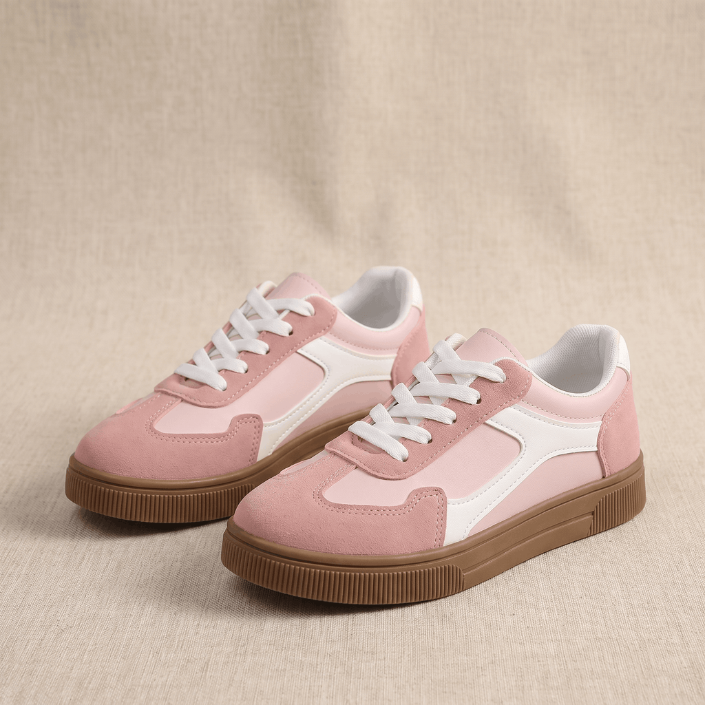 Kayla Panel Suede Sneakers – Low-Top Two-Tone Cushioned Trainers