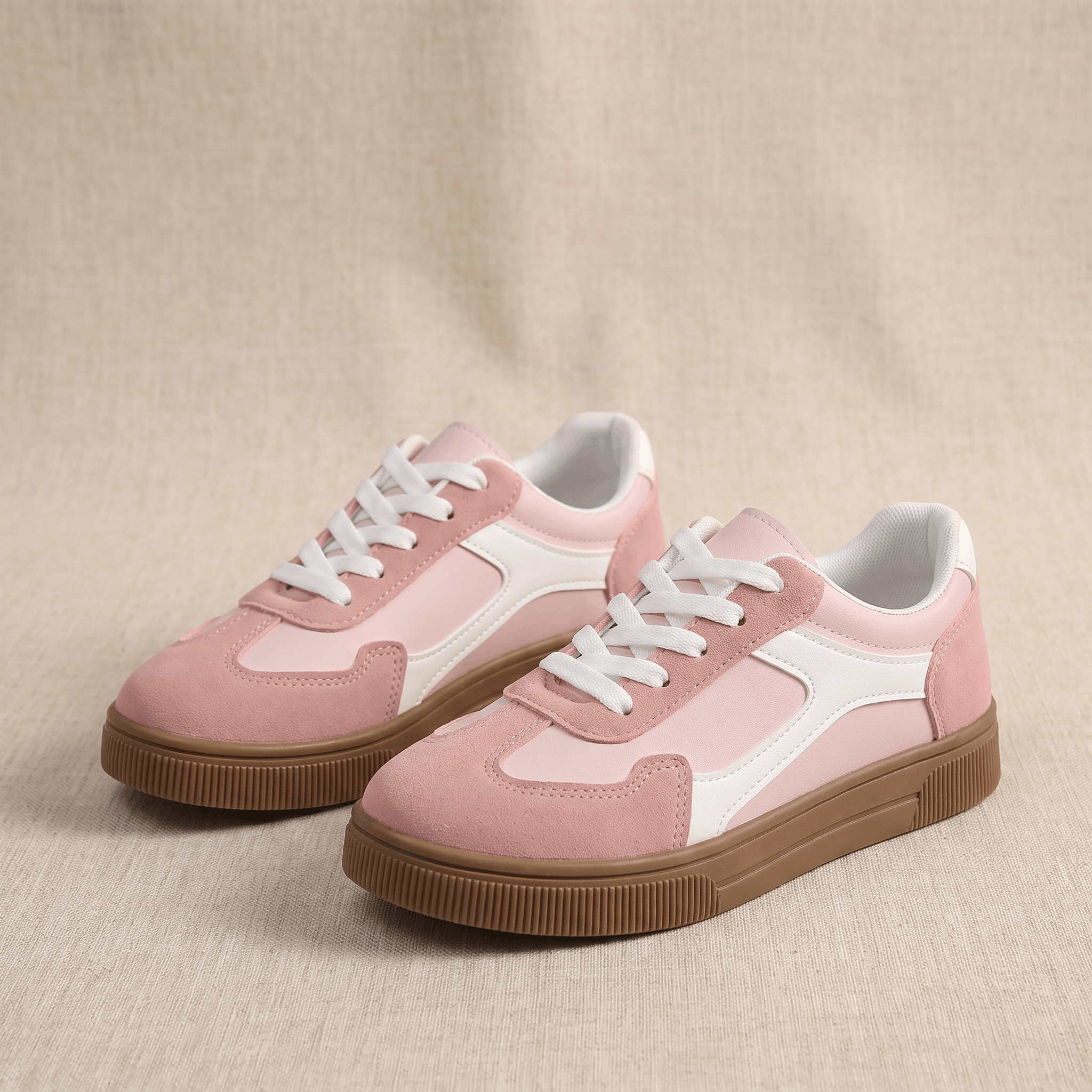 Kayla Panel Suede Sneakers – Low-Top Two-Tone Cushioned Trainers