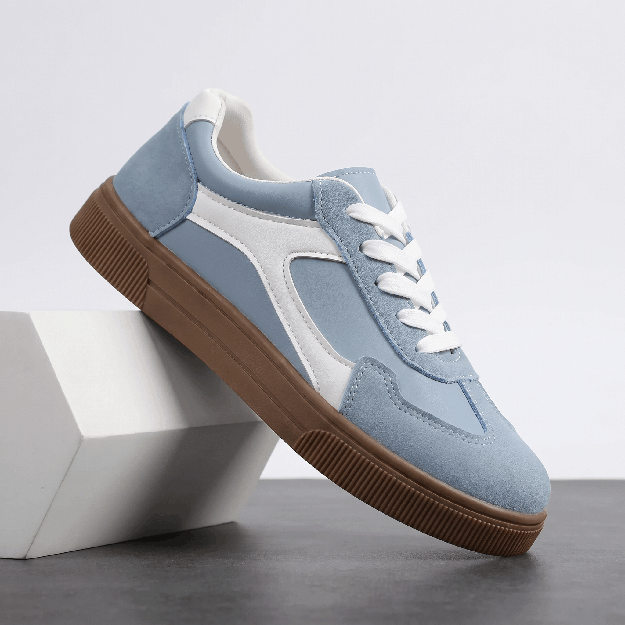 Kayla Panel Suede Sneakers – Low-Top Two-Tone Cushioned Trainers