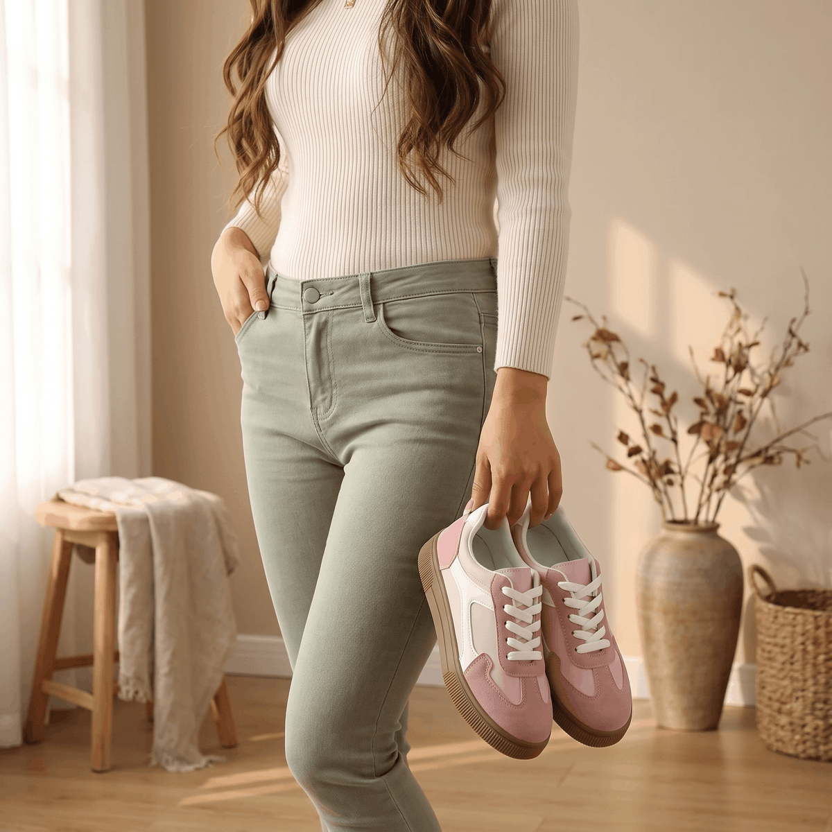 Kayla Panel Suede Sneakers – Low-Top Two-Tone Cushioned Trainers