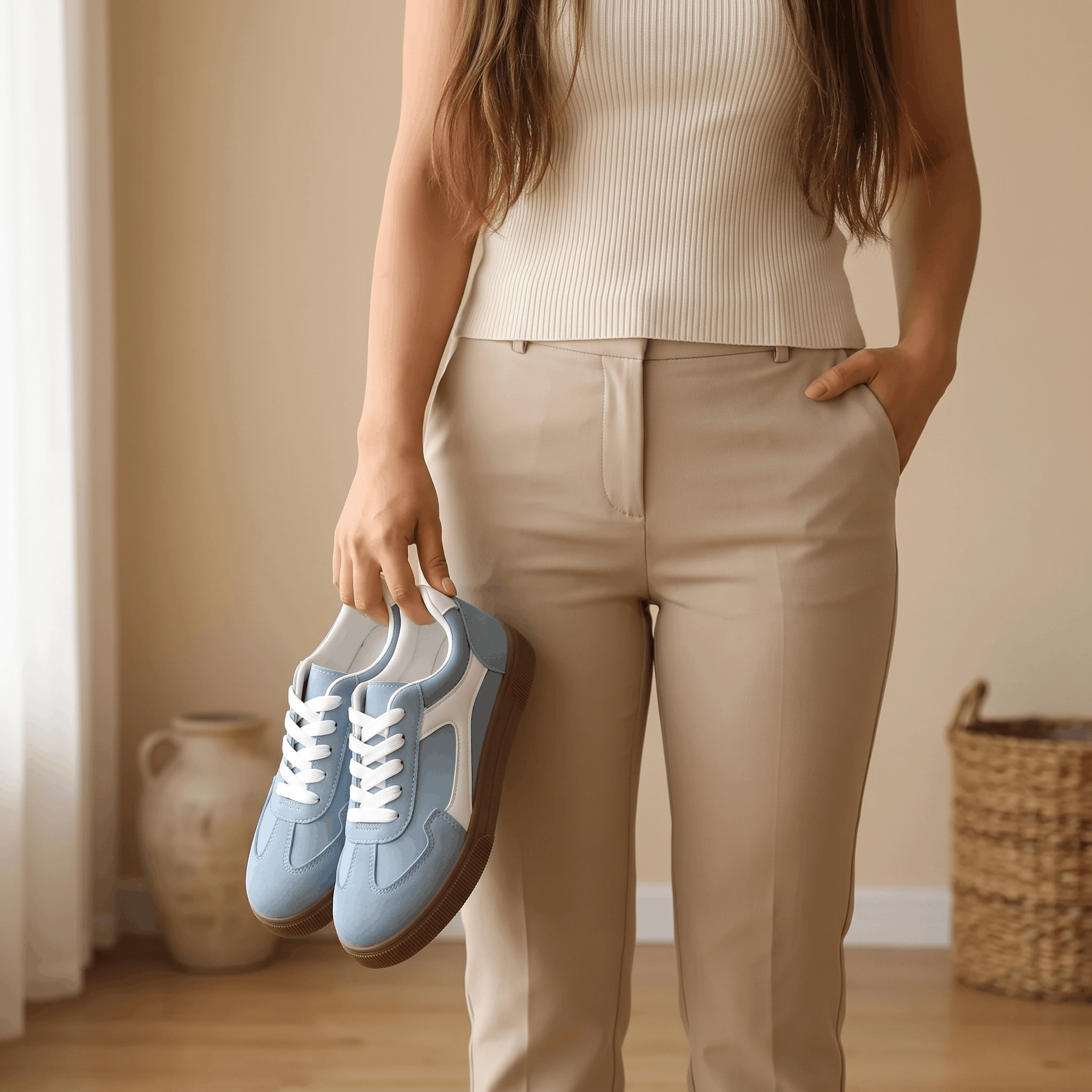 Kayla Panel Suede Sneakers – Low-Top Two-Tone Cushioned Trainers