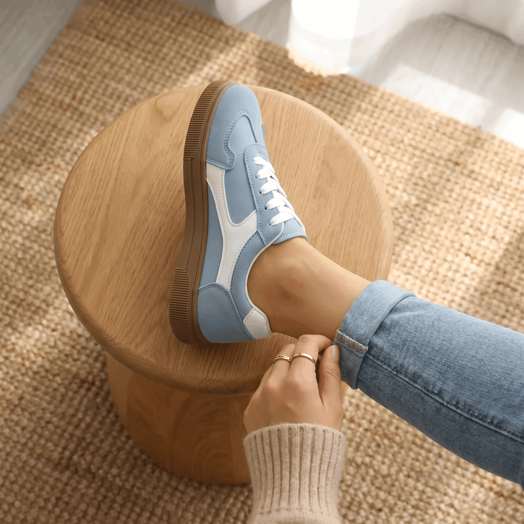 Kayla Panel Suede Sneakers – Low-Top Two-Tone Cushioned Trainers