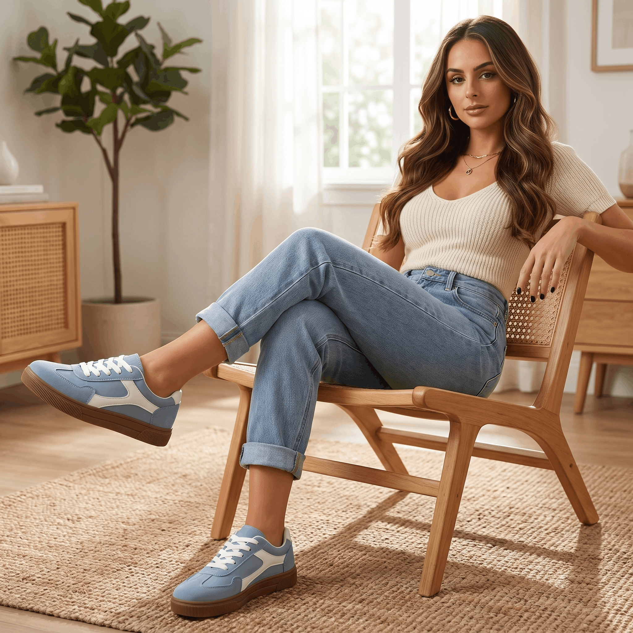 Kayla Panel Suede Sneakers – Low-Top Two-Tone Cushioned Trainers