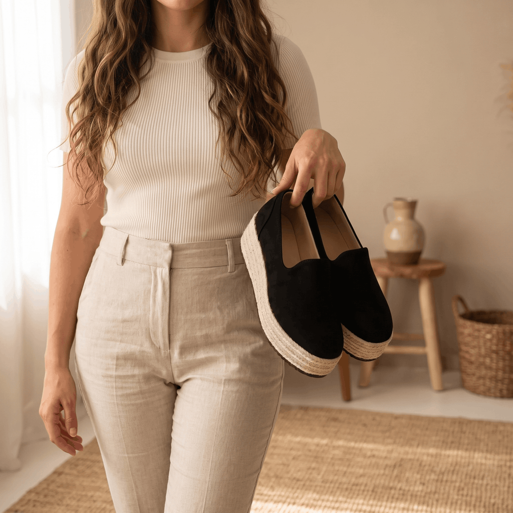 Selene Suede Espadrille Loafers – Slip-On Braided-Jute Cushioned Platforms