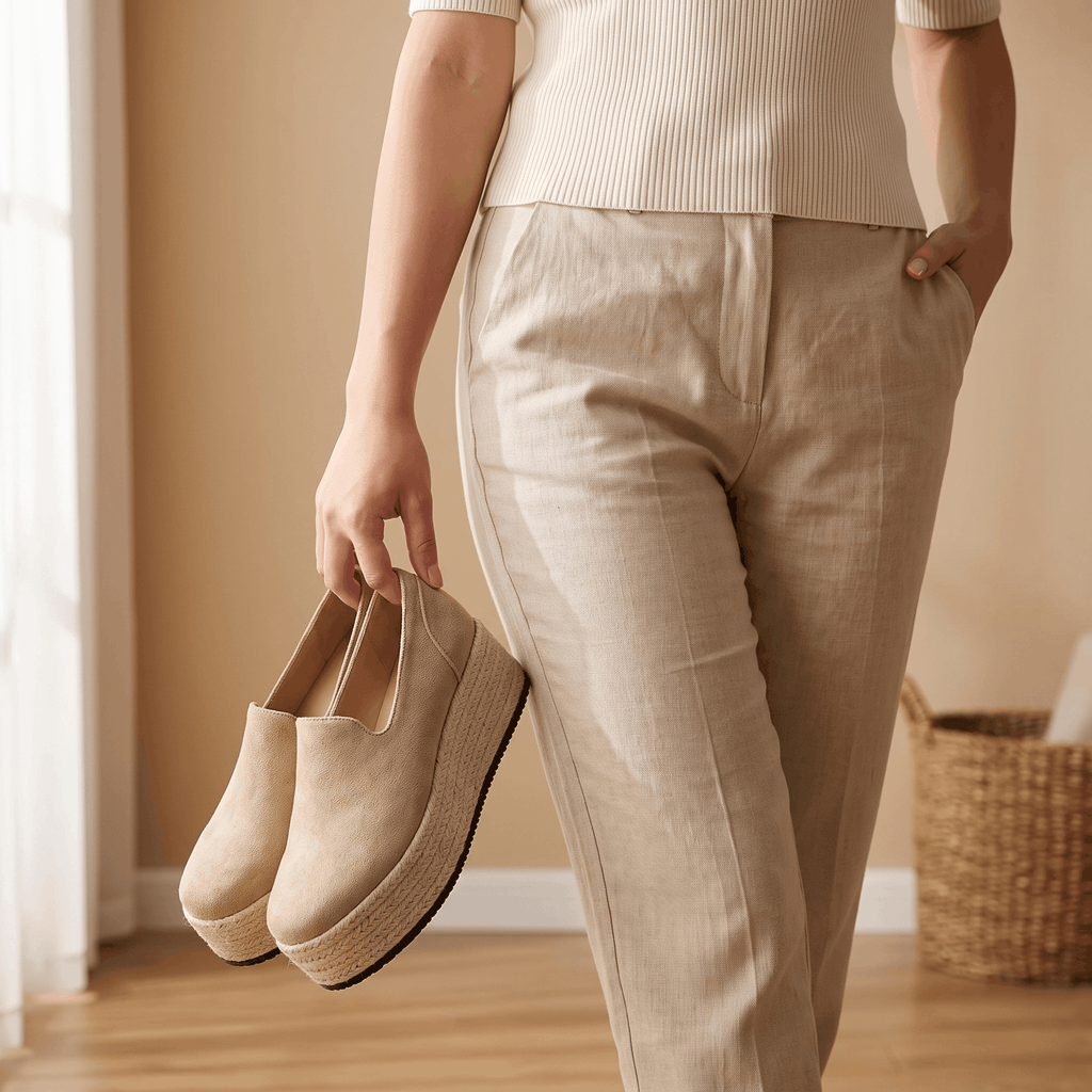 Selene Suede Espadrille Loafers – Slip-On Braided-Jute Cushioned Platforms