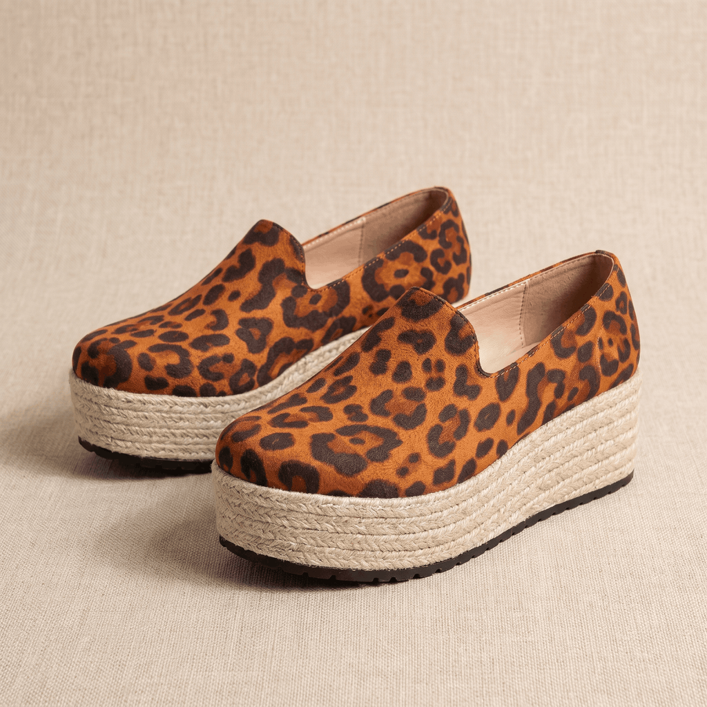 Selene Suede Espadrille Loafers – Slip-On Braided-Jute Cushioned Platforms