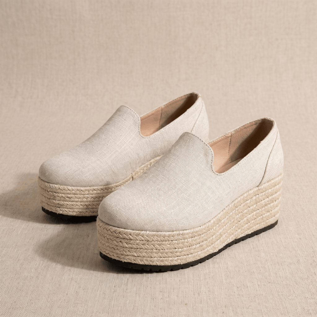 Selene Suede Espadrille Loafers – Slip-On Braided-Jute Cushioned Platforms