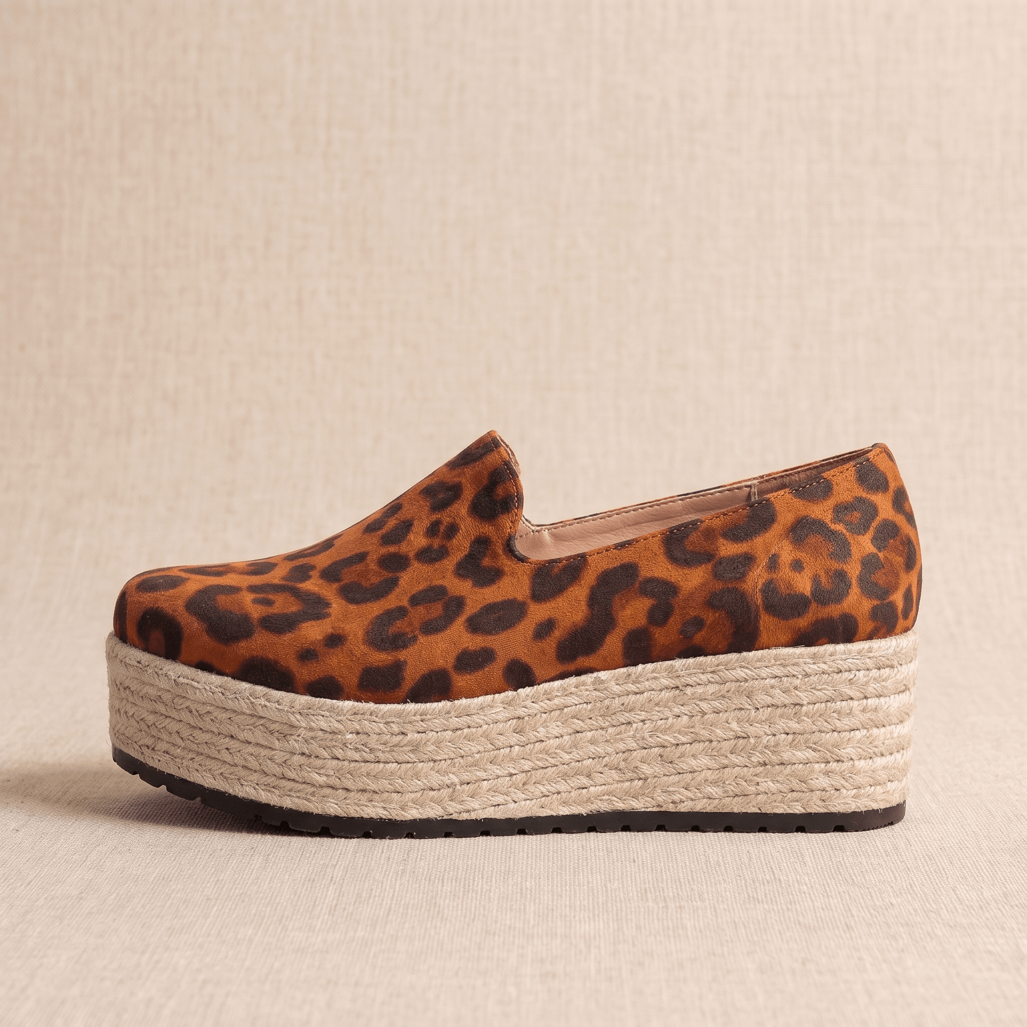 Selene Suede Espadrille Loafers – Slip-On Braided-Jute Cushioned Platforms