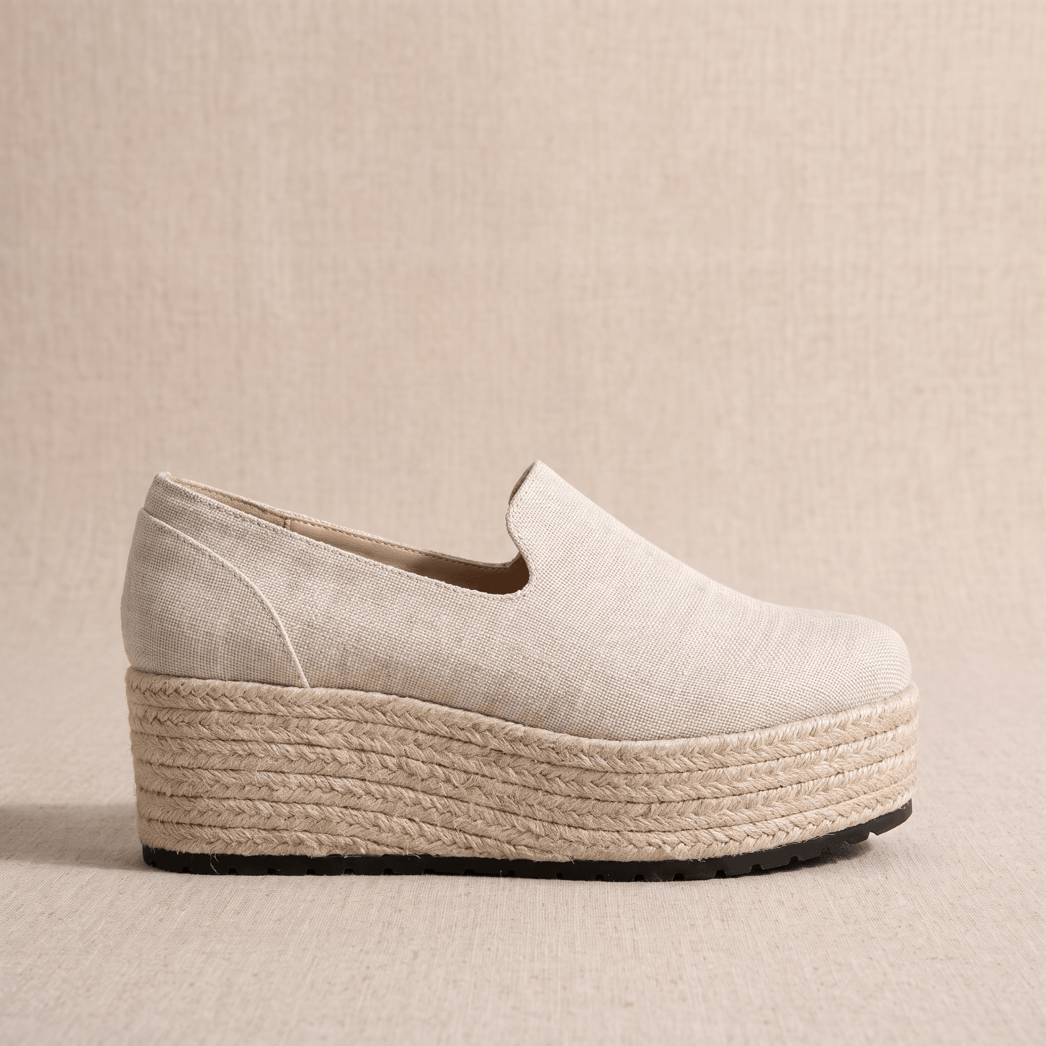 Selene Suede Espadrille Loafers – Slip-On Braided-Jute Cushioned Platforms
