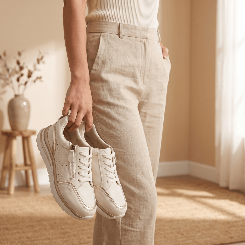 Geneva Perforated Mesh Sneakers – Side-Zip Lace-Up Cushioned Trainers