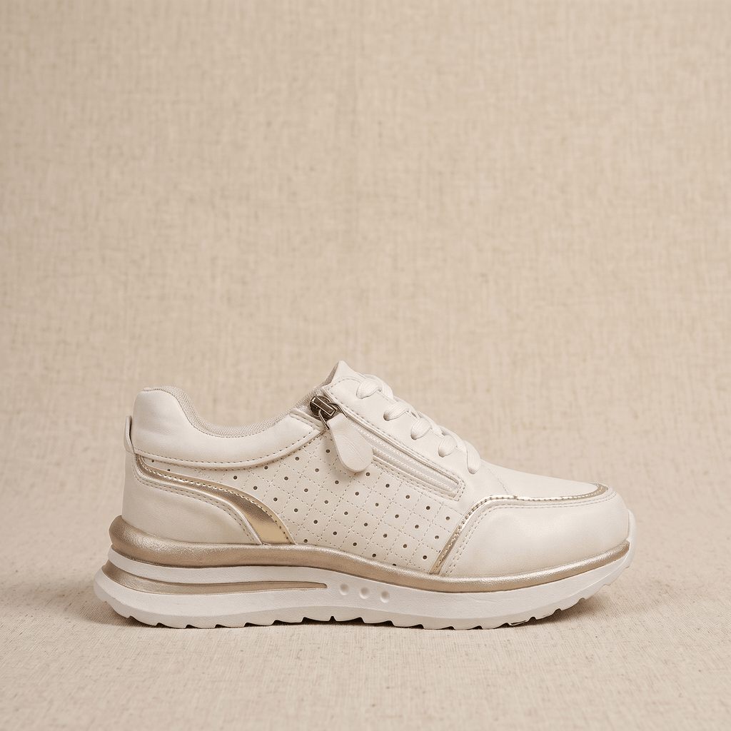Geneva Perforated Mesh Sneakers – Side-Zip Lace-Up Cushioned Trainers