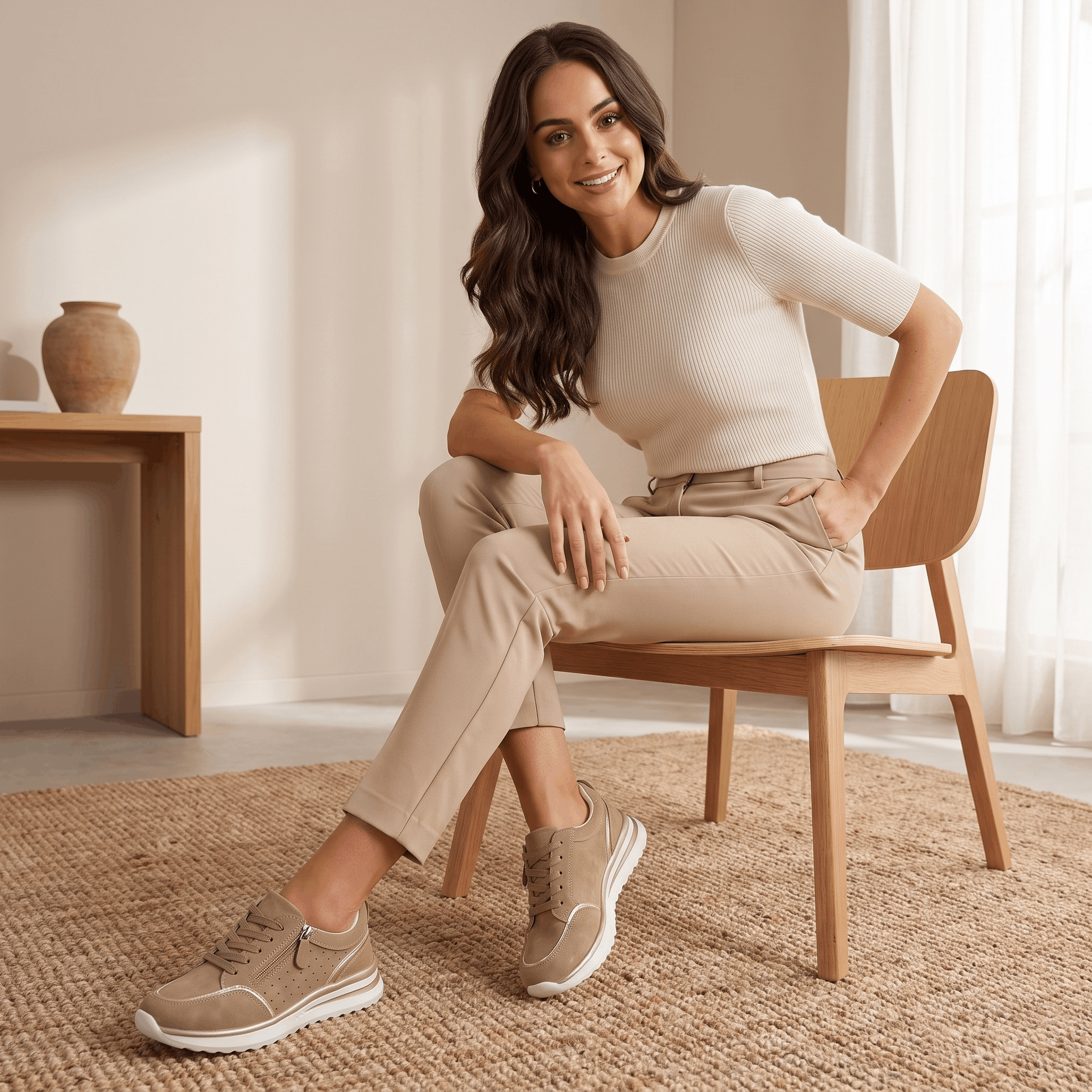 Geneva Perforated Mesh Sneakers – Side-Zip Lace-Up Cushioned Trainers