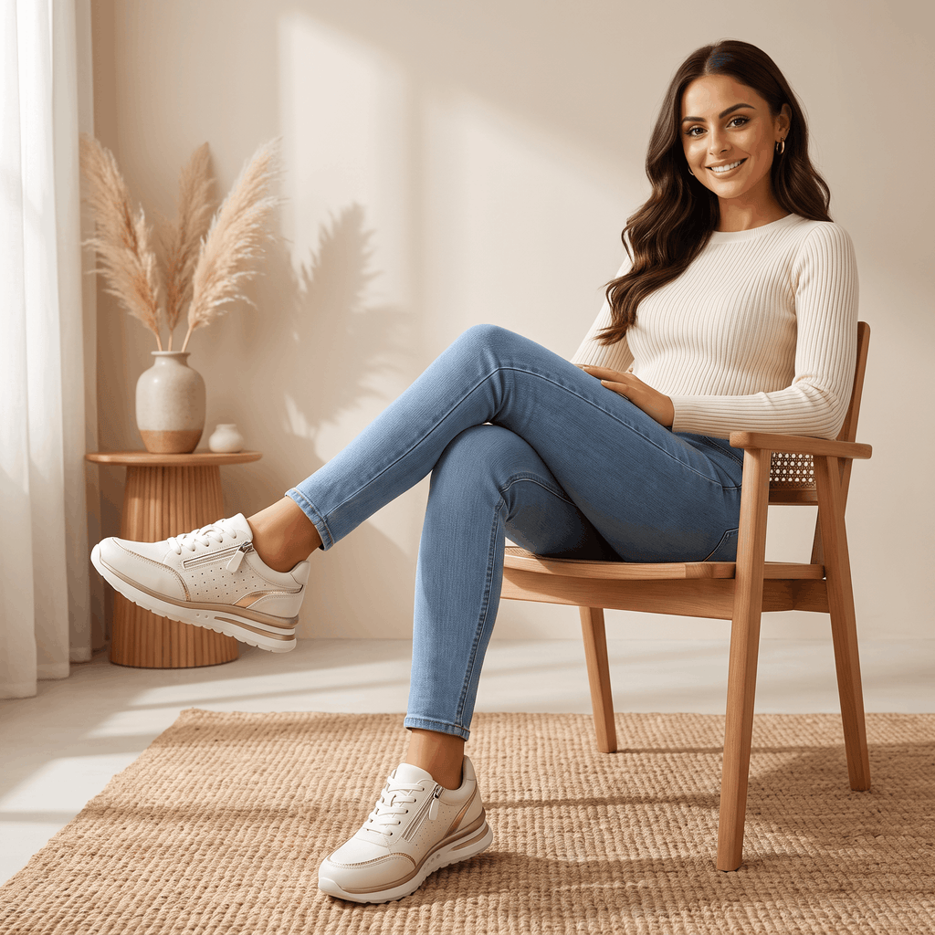 Geneva Perforated Mesh Sneakers – Side-Zip Lace-Up Cushioned Trainers