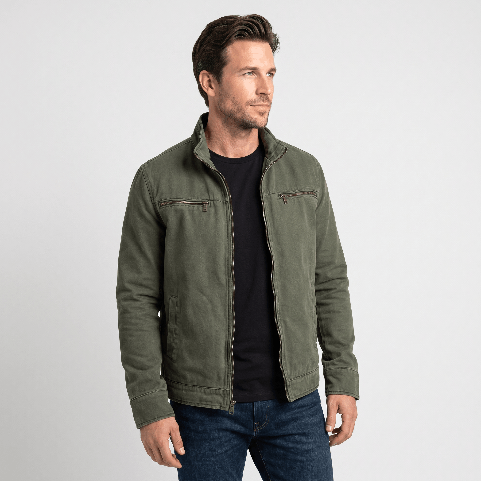 Camden Cotton Twill Jacket – Lightweight Insulated Zip-Up Outerwear