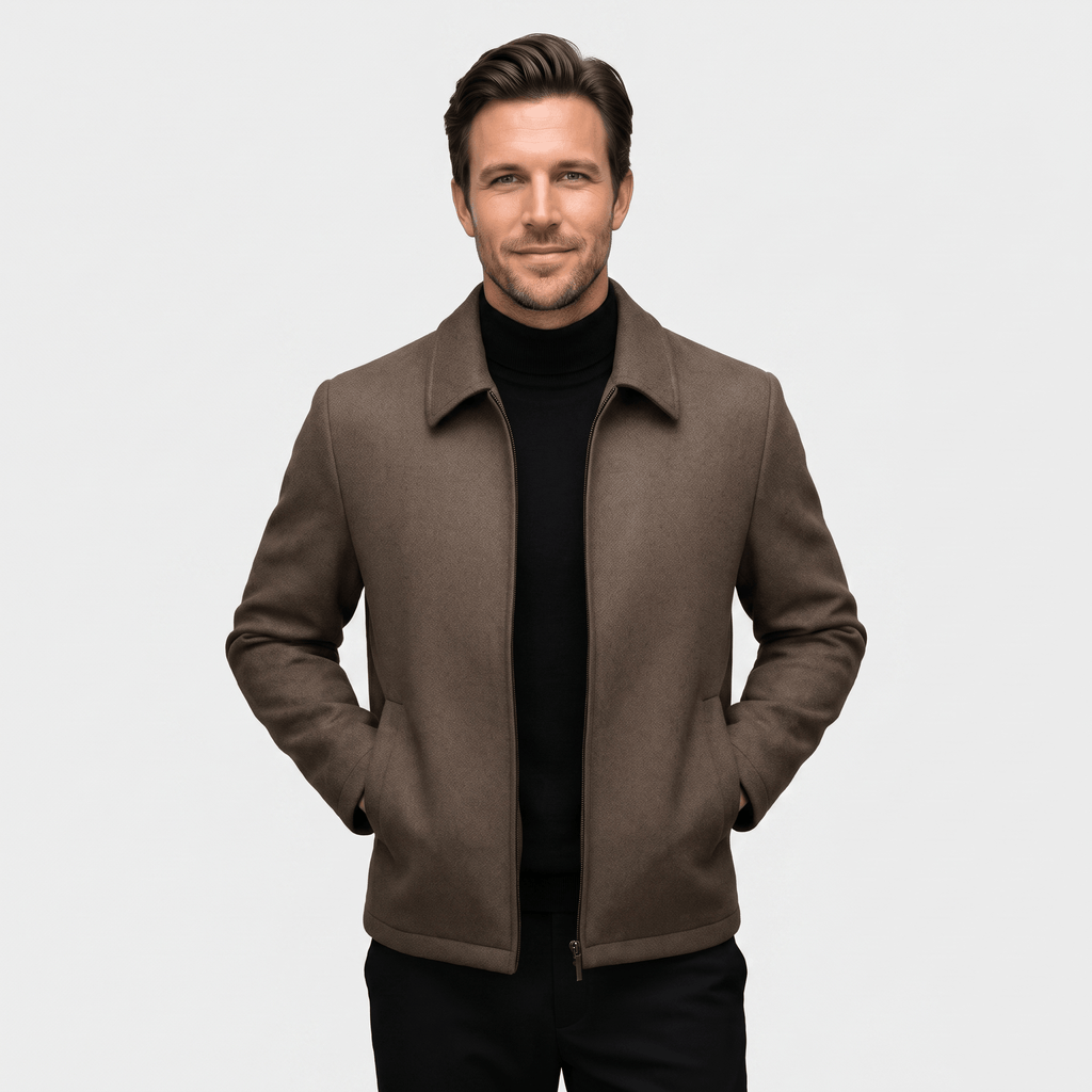 Marco Tailored Wool Jacket – Handmade Zip-Up Minimalist Outerwear