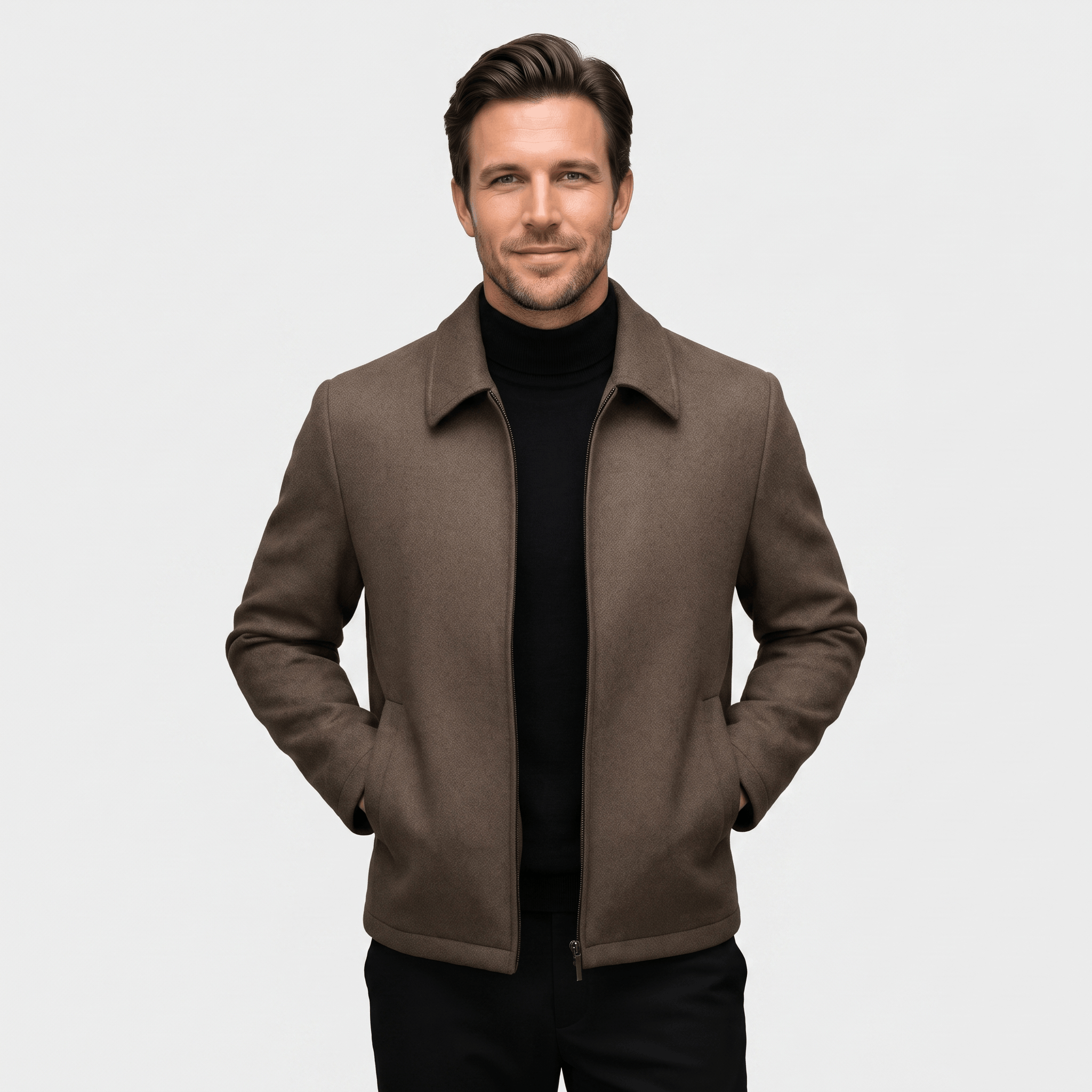 Marco Tailored Wool Jacket – Handmade Zip-Up Minimalist Outerwear
