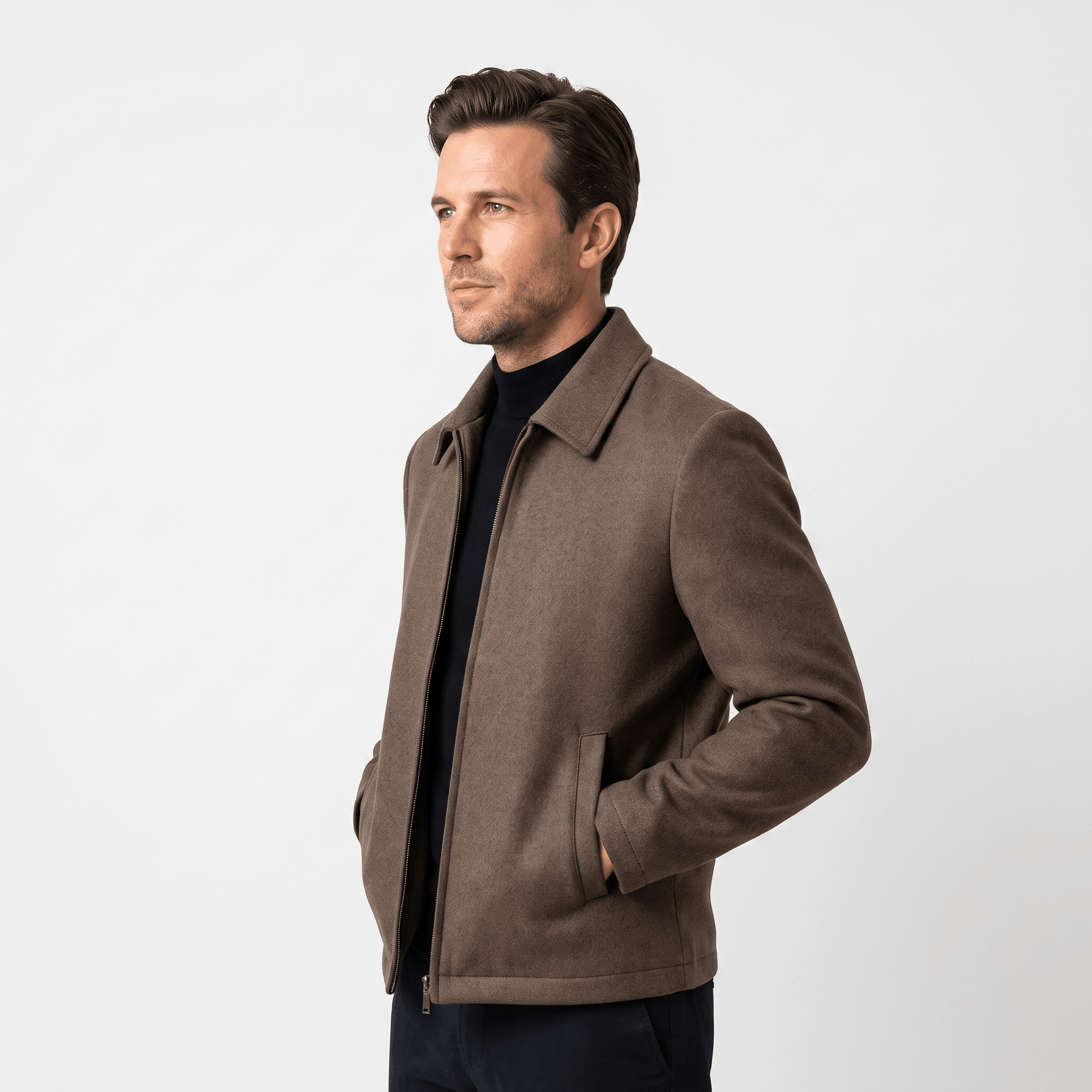 Marco Tailored Wool Jacket – Handmade Zip-Up Minimalist Outerwear