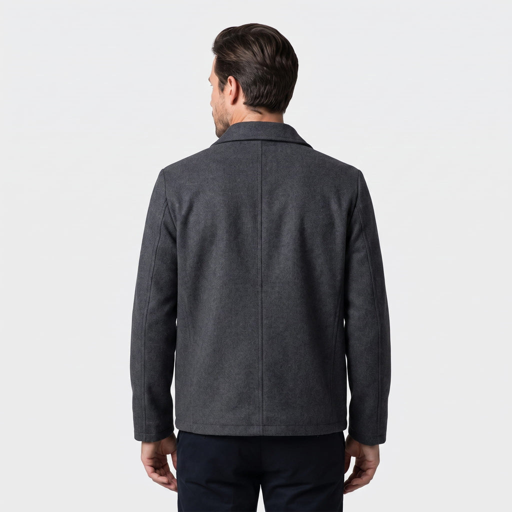 Marco Tailored Wool Jacket – Handmade Zip-Up Minimalist Outerwear