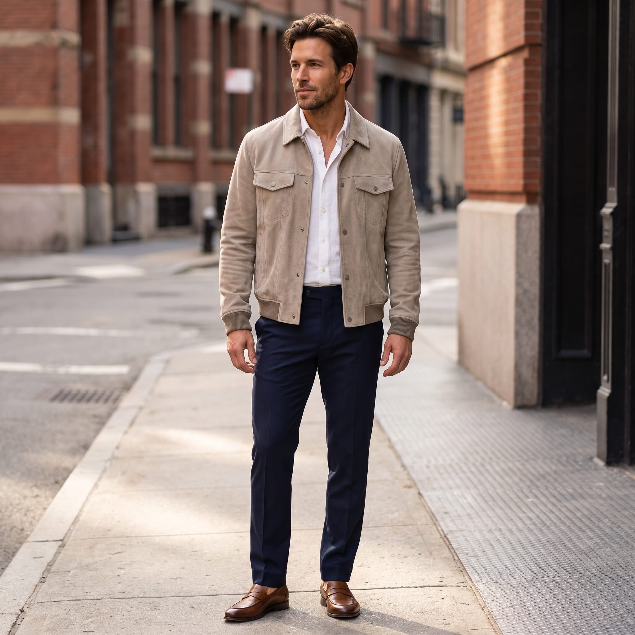 Sandro Suede Trucker Jacket – Snap-Button Ribbed Structured Outerwear