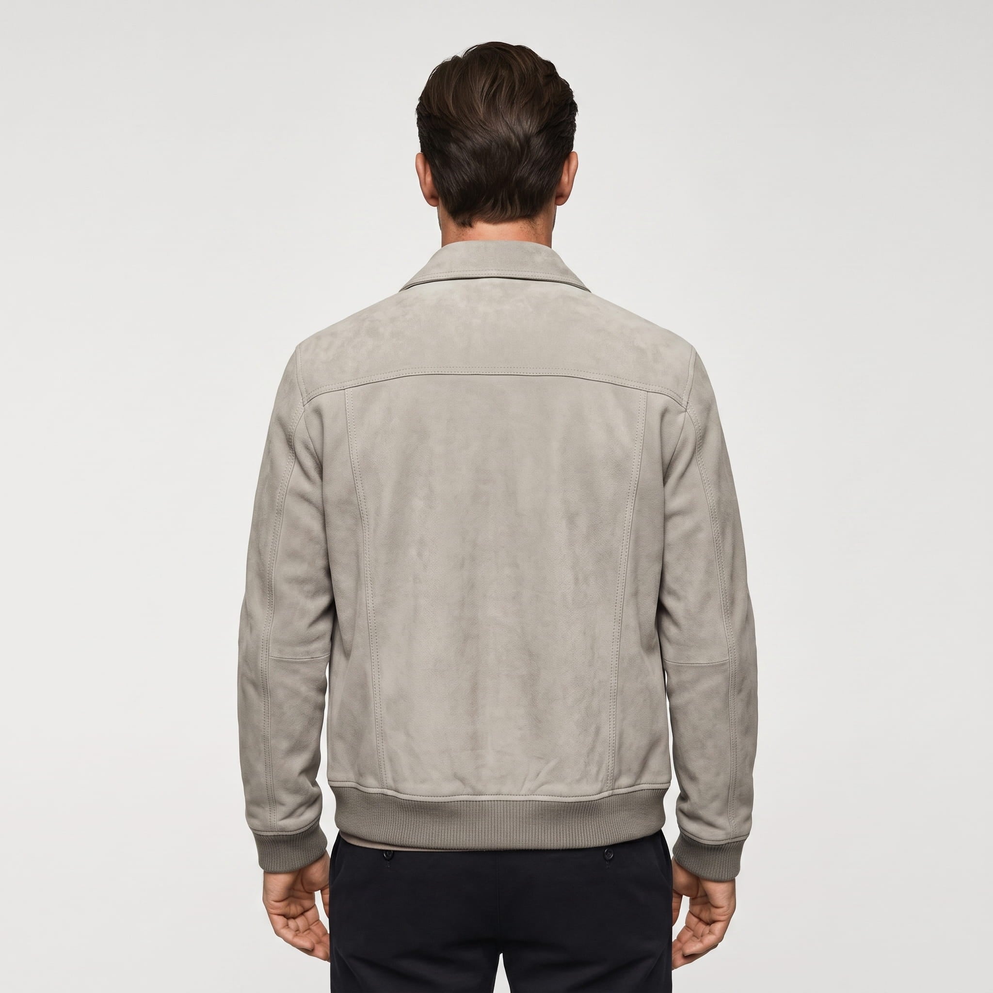 Sandro Suede Trucker Jacket – Snap-Button Ribbed Structured Outerwear