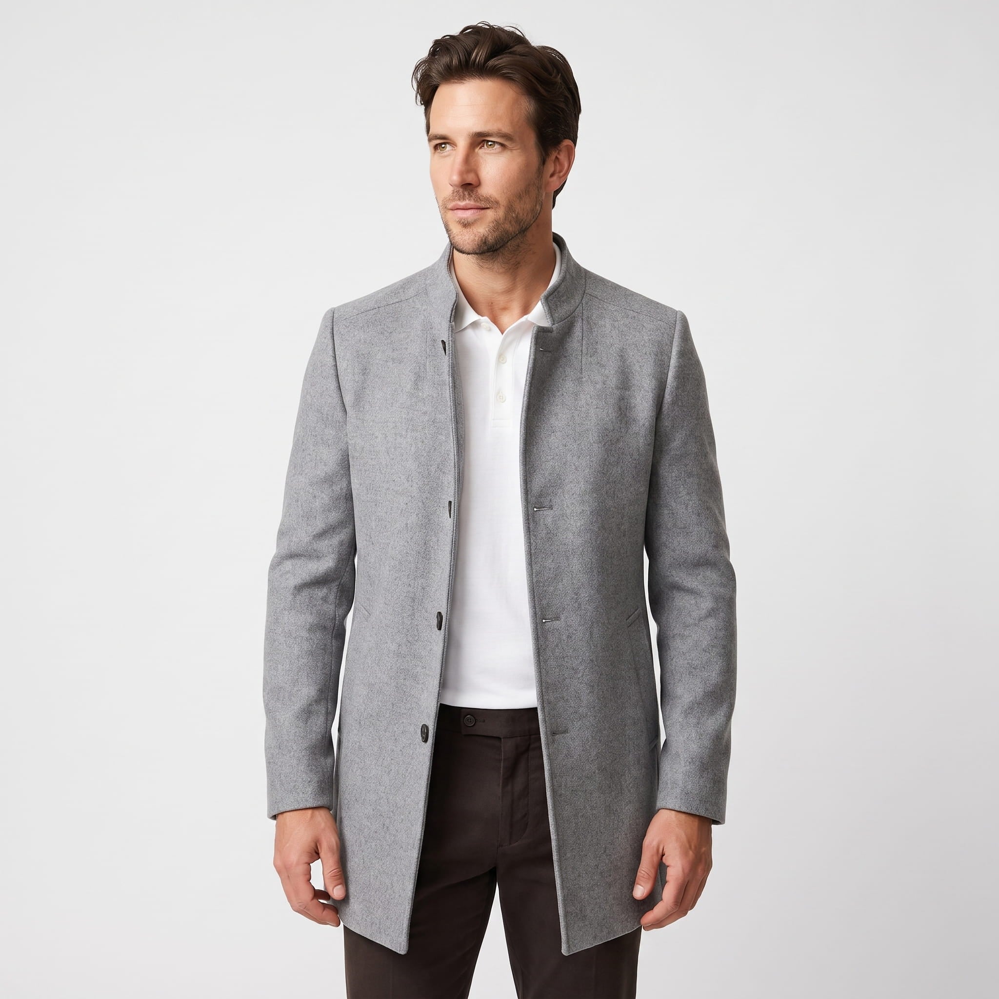 Arden Wool Blend Longline Coat – Tailored Structured Overcoat