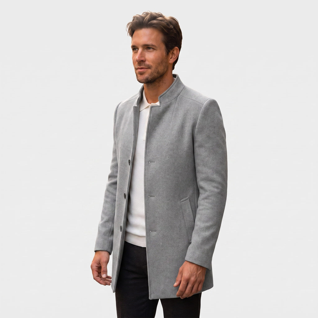 Arden Wool Blend Longline Coat – Tailored Structured Overcoat