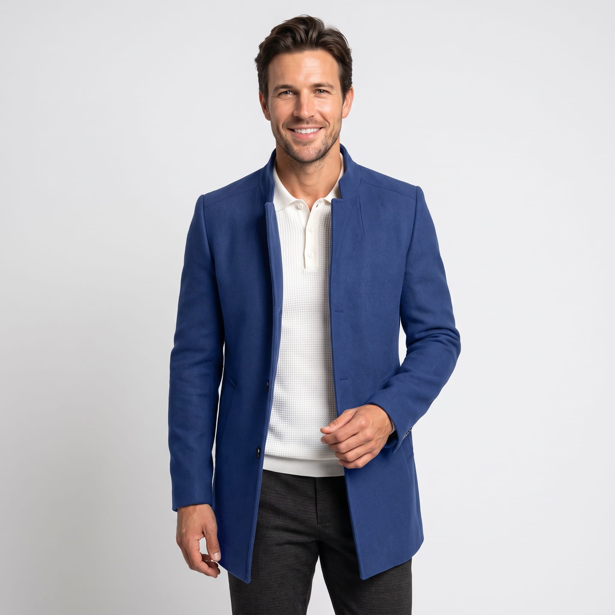 Arden Wool Blend Longline Coat – Tailored Structured Overcoat