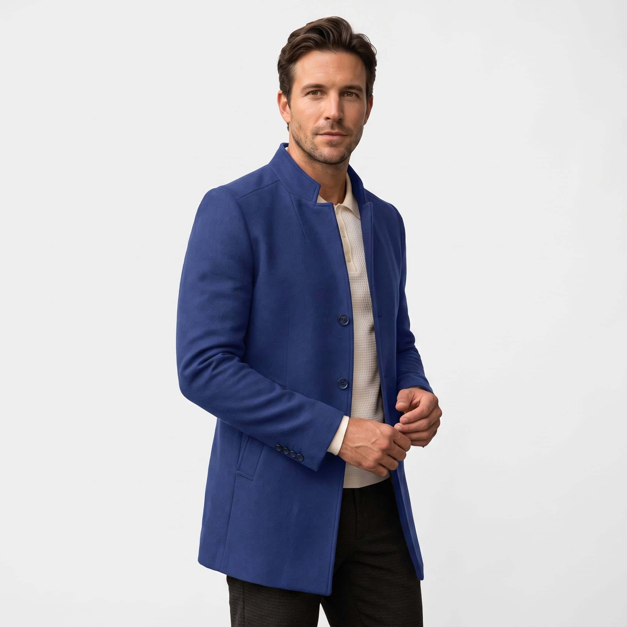 Arden Wool Blend Longline Coat – Tailored Structured Overcoat