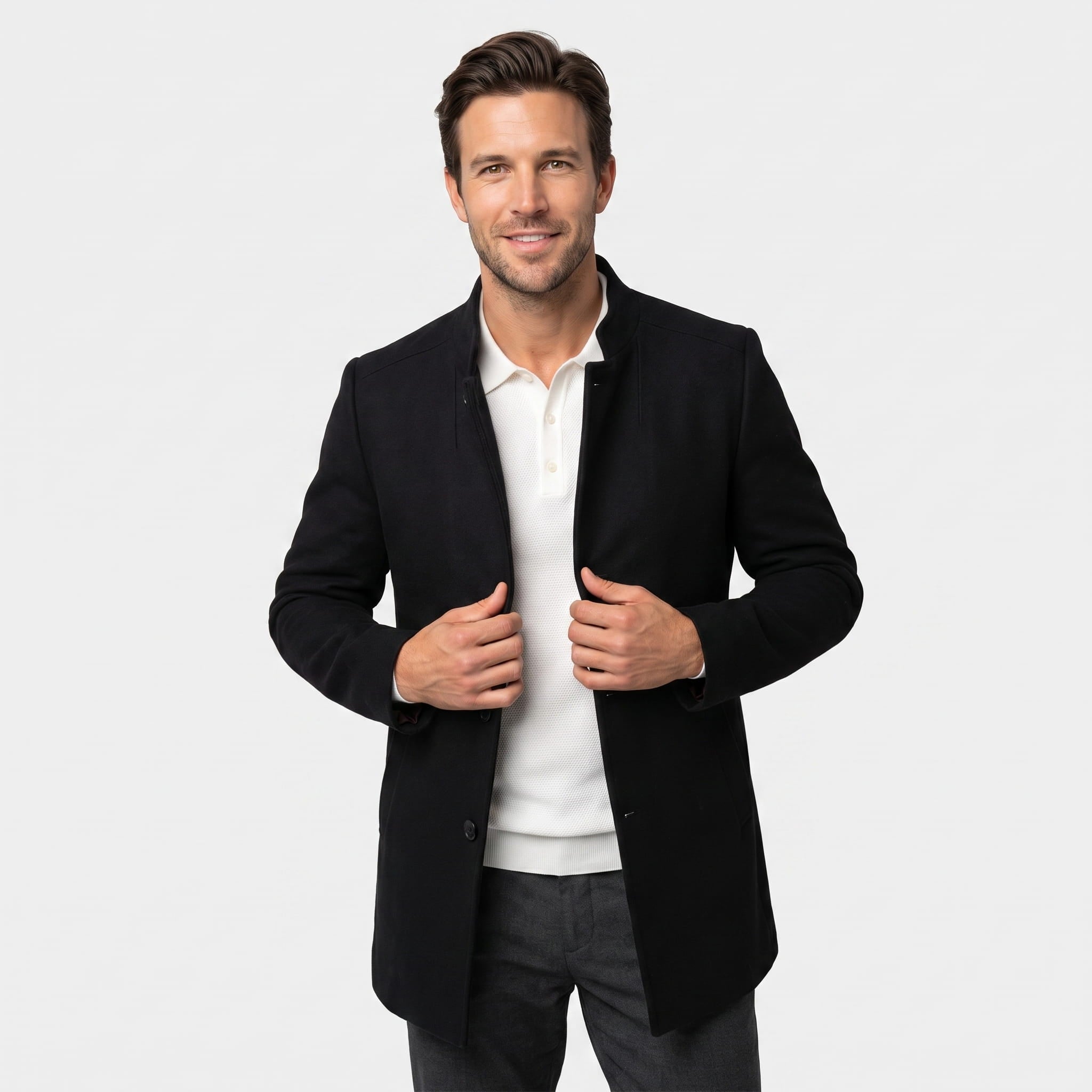 Arden Wool Blend Longline Coat – Tailored Structured Overcoat