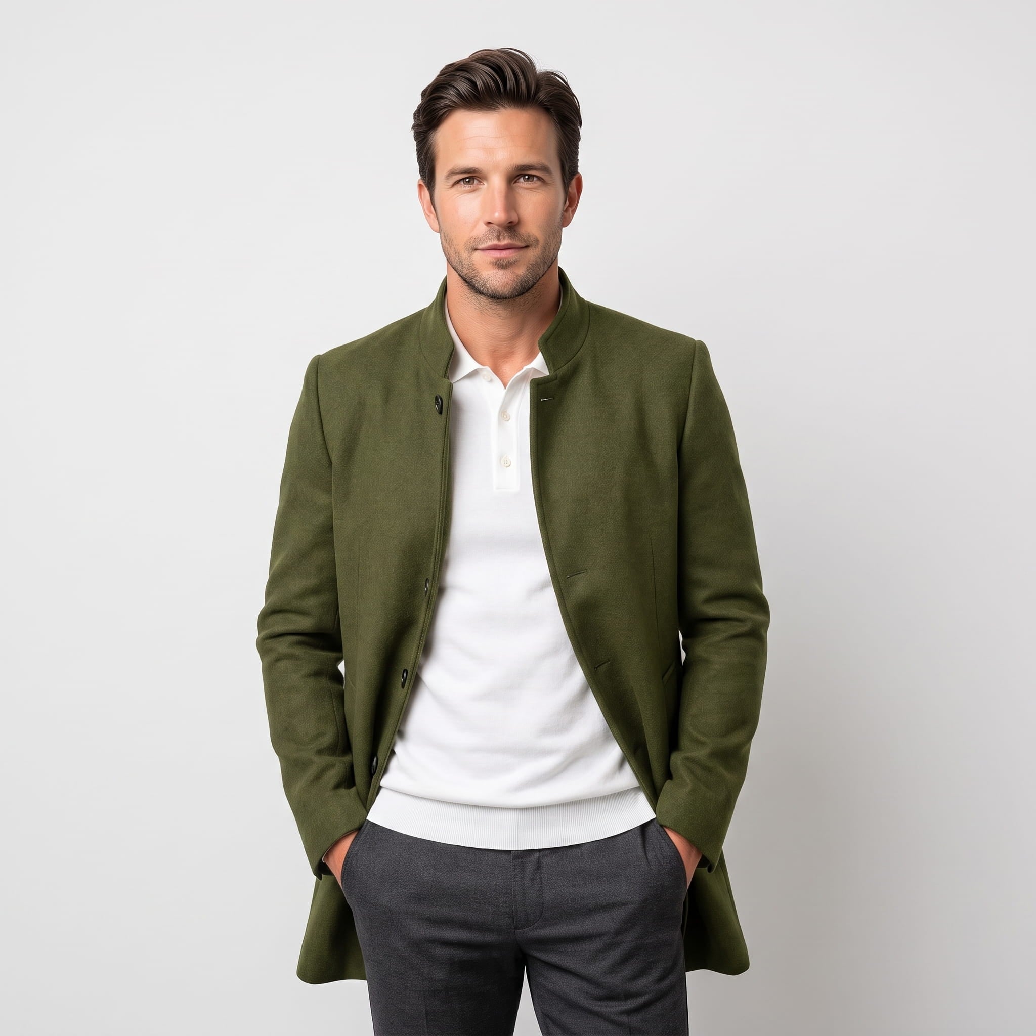 Arden Wool Blend Longline Coat – Tailored Structured Overcoat