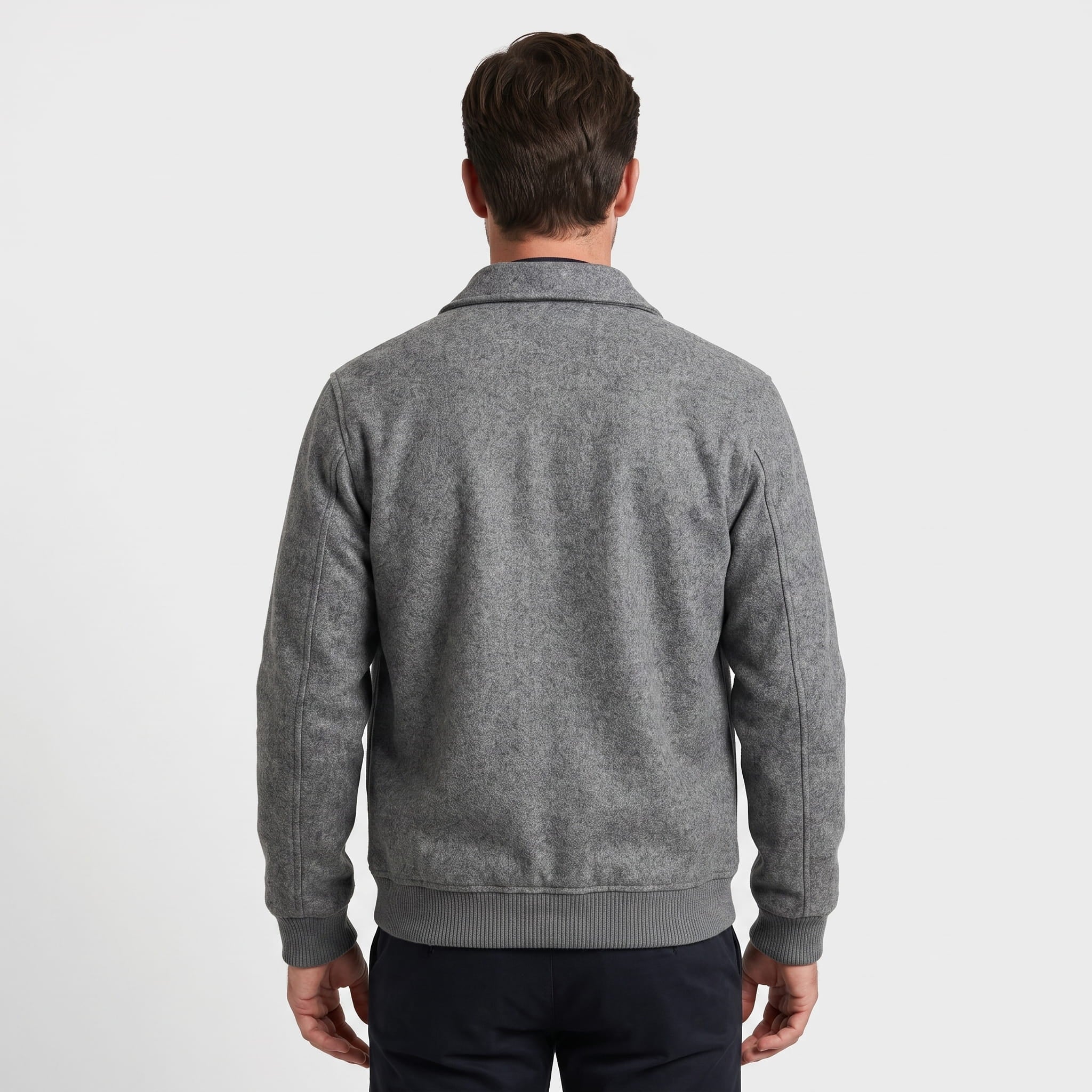 Hayden Wool Blend Jacket – Ribbed Zip-Up Structured Outerwear
