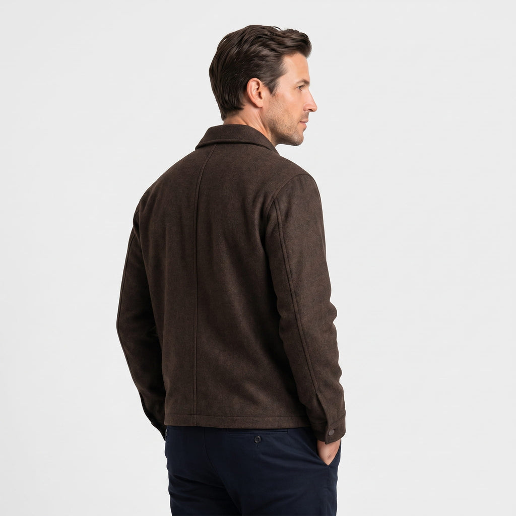 Hayden Wool Blend Jacket – Ribbed Zip-Up Structured Outerwear