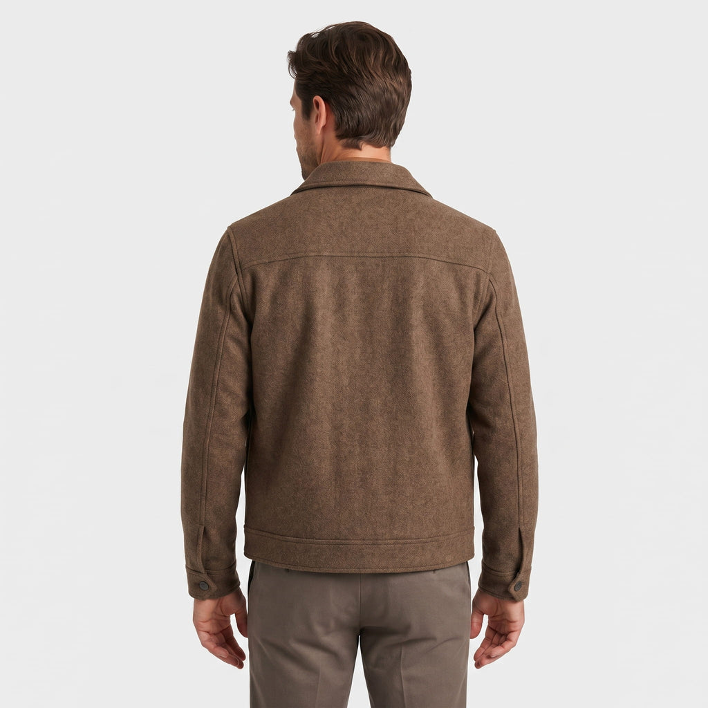 Hayden Wool Blend Jacket – Ribbed Zip-Up Structured Outerwear