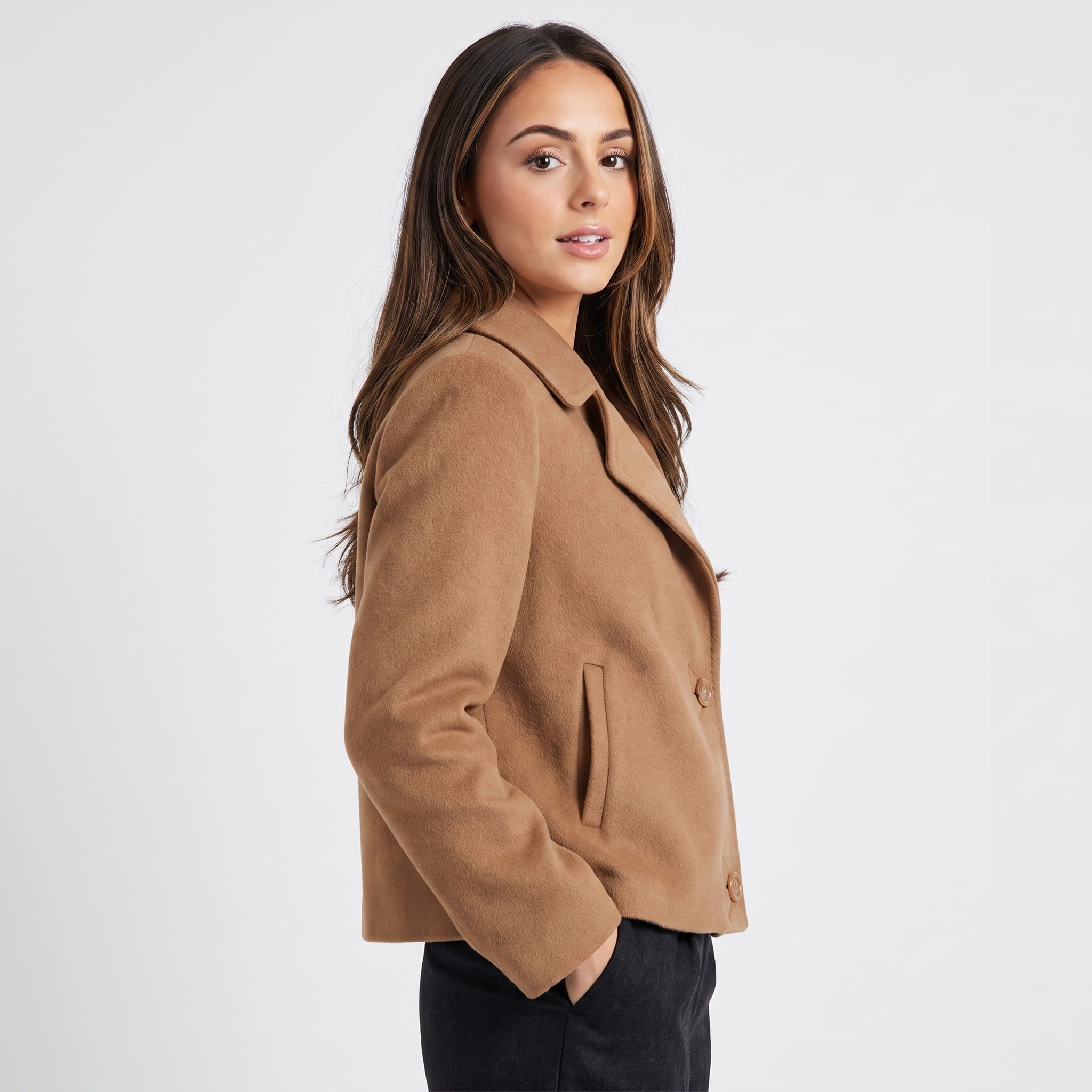 Jessi Wool Blend Short Coat – Structured Lightweight Outerwear