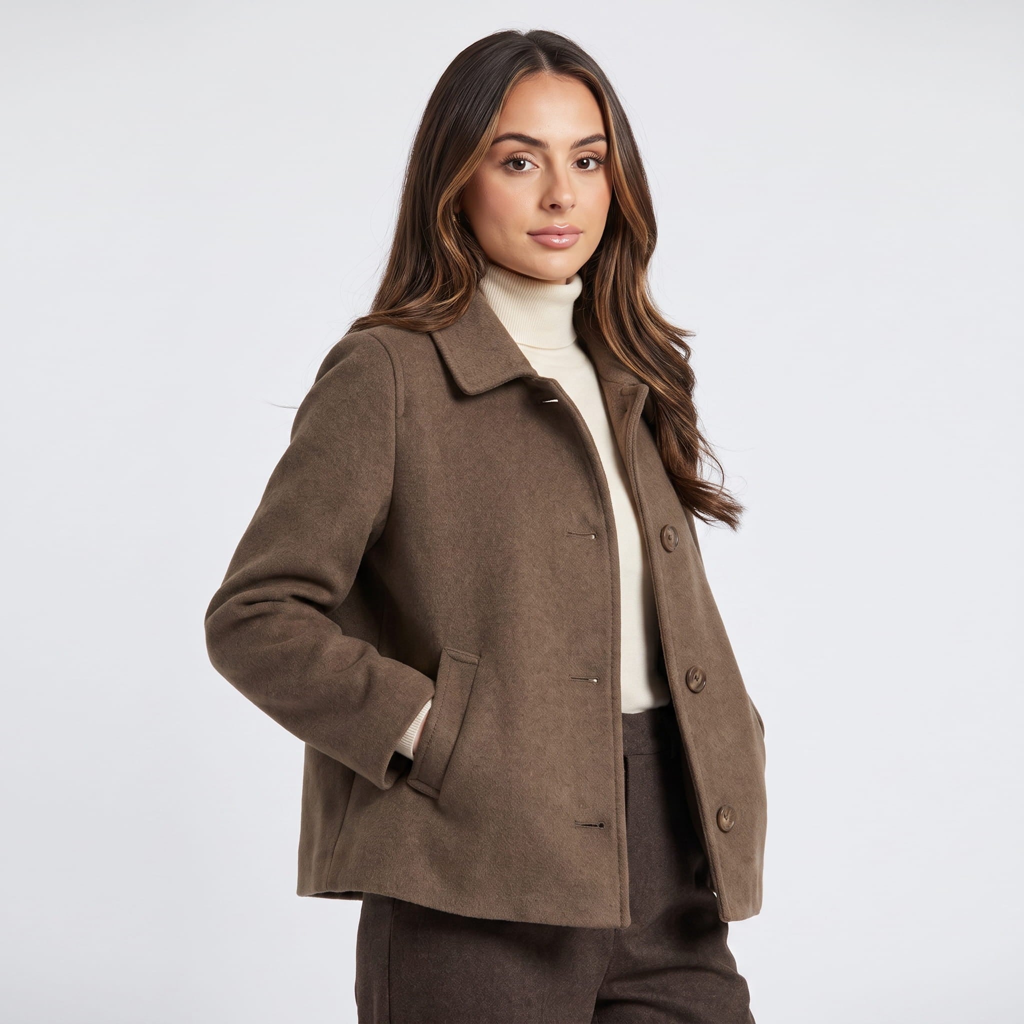 Jessi Wool Blend Short Coat – Structured Lightweight Outerwear