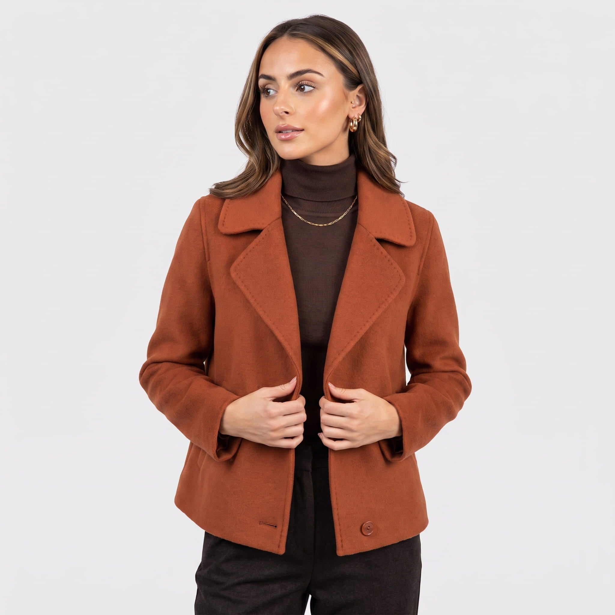 Jessi Wool Blend Short Coat – Structured Lightweight Outerwear