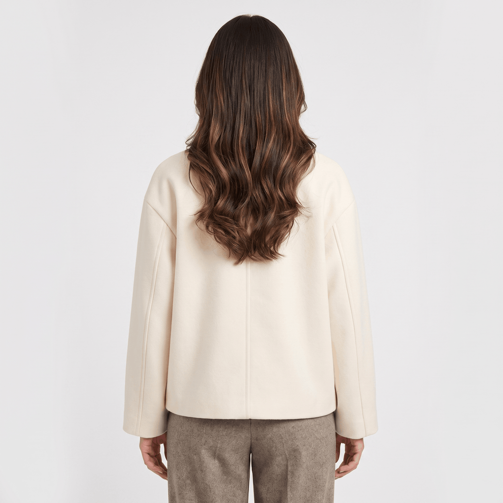 Adelina Wool Cropped Jacket – Button-Front Collared Structured Outerwear