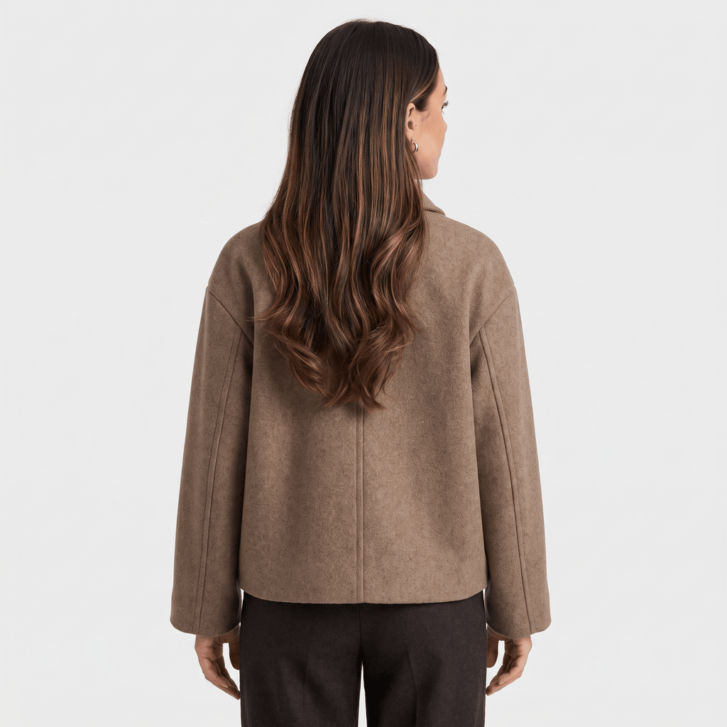 Adelina Wool Cropped Jacket – Button-Front Collared Structured Outerwear
