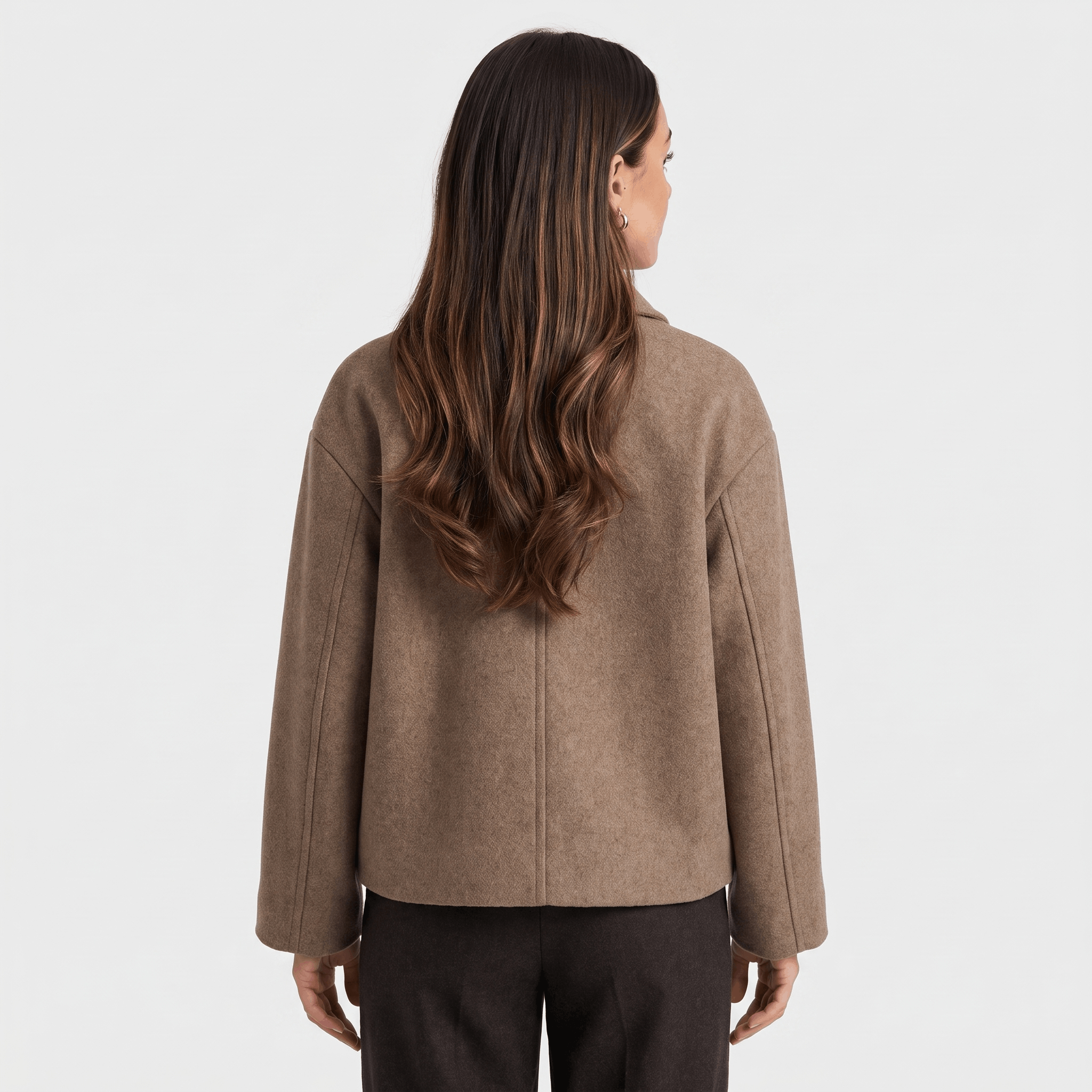 Adelina Wool Cropped Jacket – Button-Front Collared Structured Outerwear