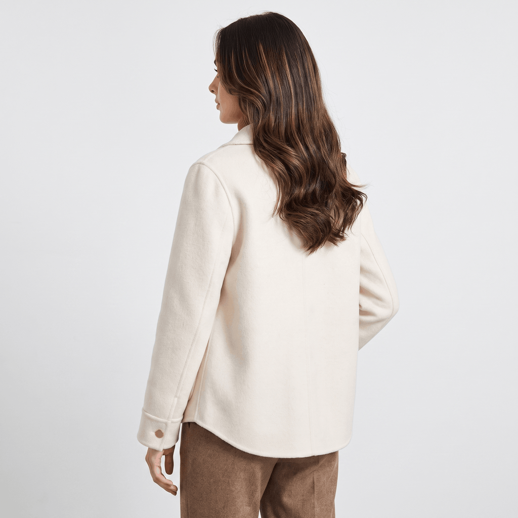 Liora Soft Wool Short Coat – Doll-Collar Snap-Button Patch-Pocket Outerwear