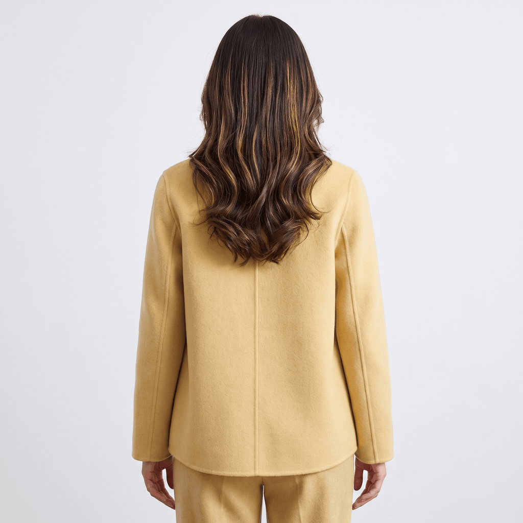 Liora Soft Wool Short Coat – Doll-Collar Snap-Button Patch-Pocket Outerwear