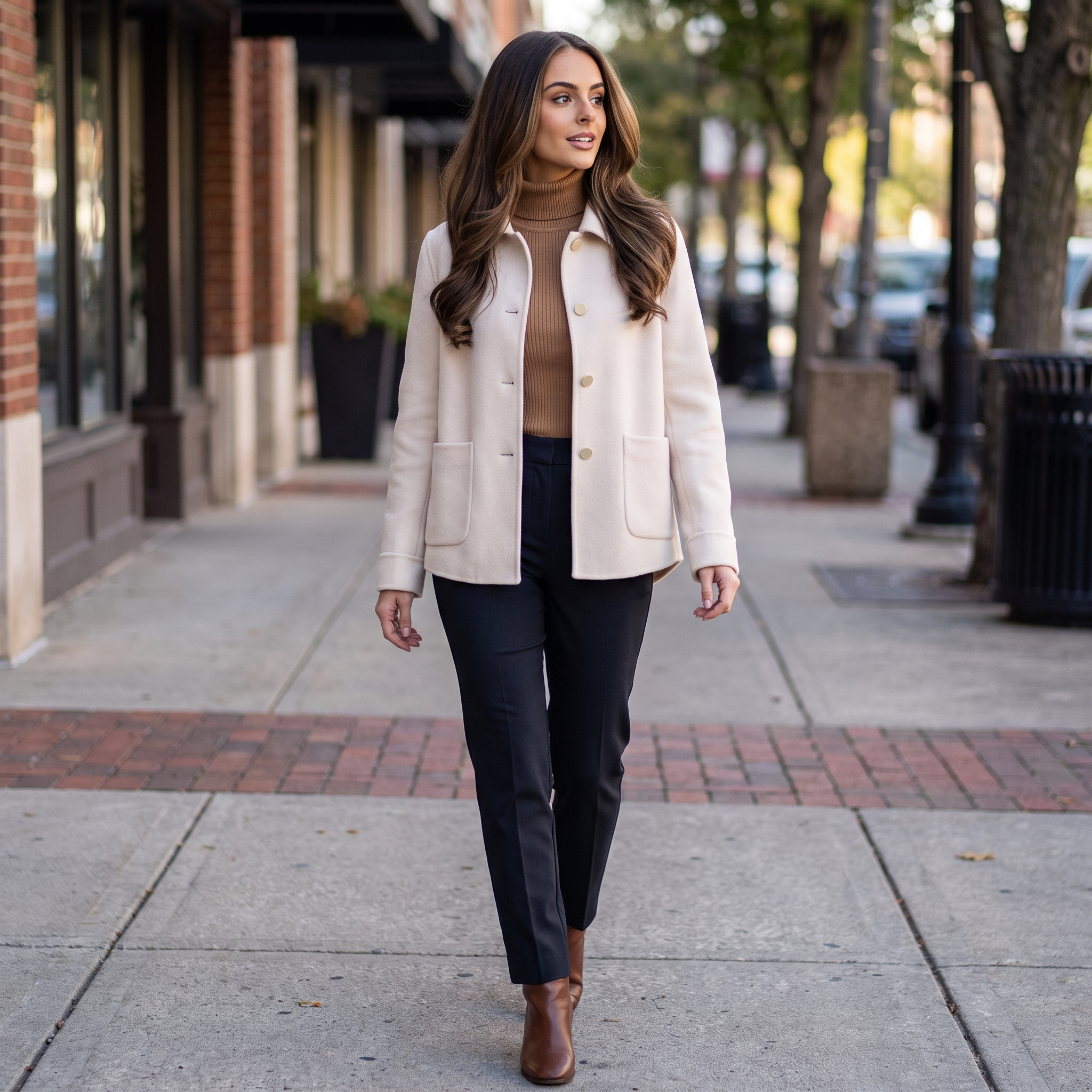 Liora Soft Wool Short Coat – Doll-Collar Snap-Button Patch-Pocket Outerwear