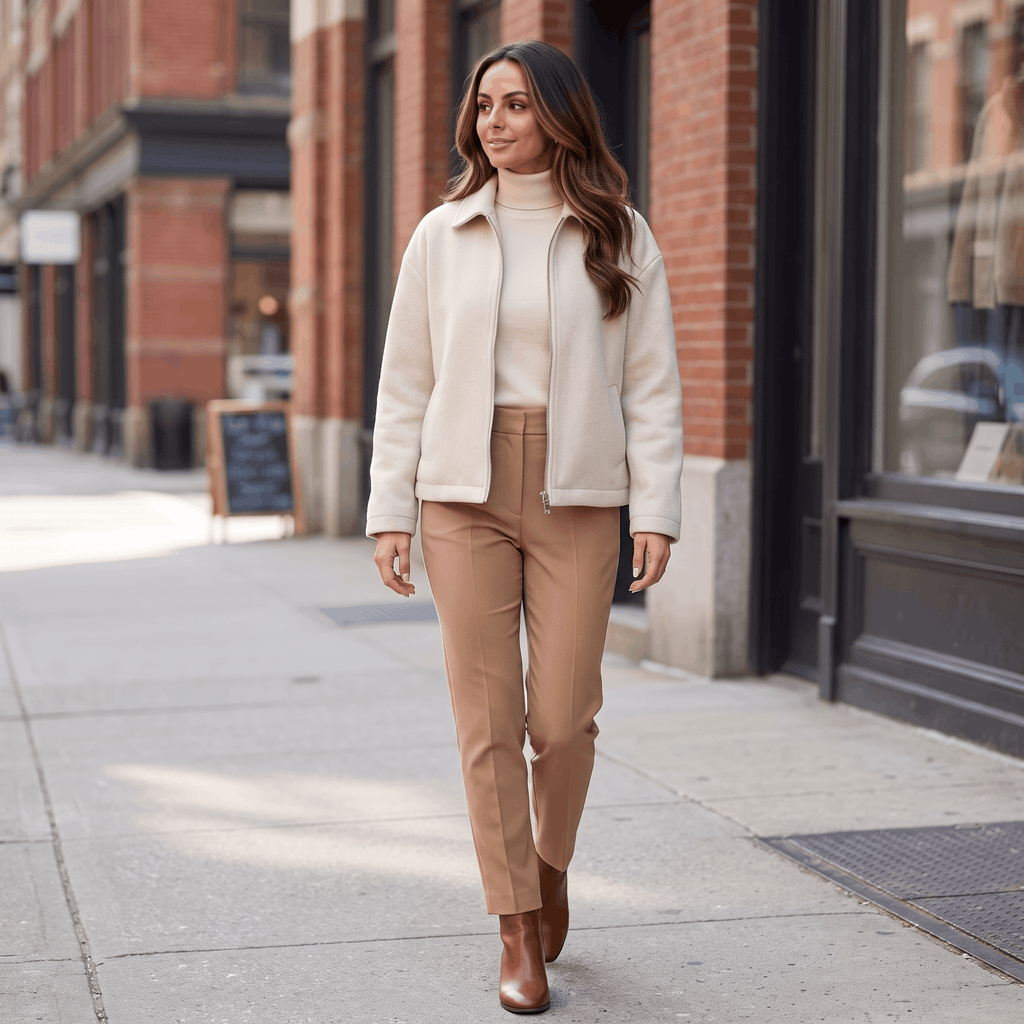 Bettina Wool Blend Cropped Jacket – Oversized Zip-Up Outerwear