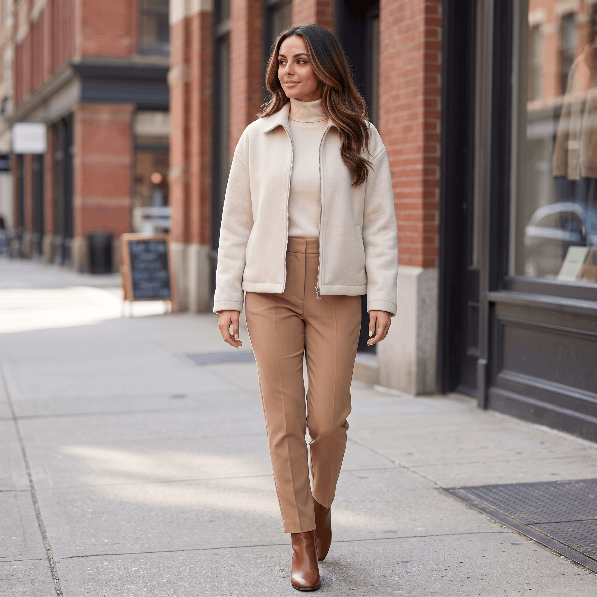 Bettina Wool Blend Cropped Jacket – Oversized Zip-Up Outerwear