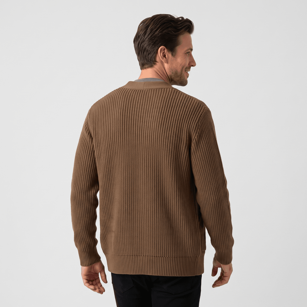 Daniel Chunky Knit Cotton Cardigan – Button-Front Relaxed-Fit Oversized-Pocket Sweater