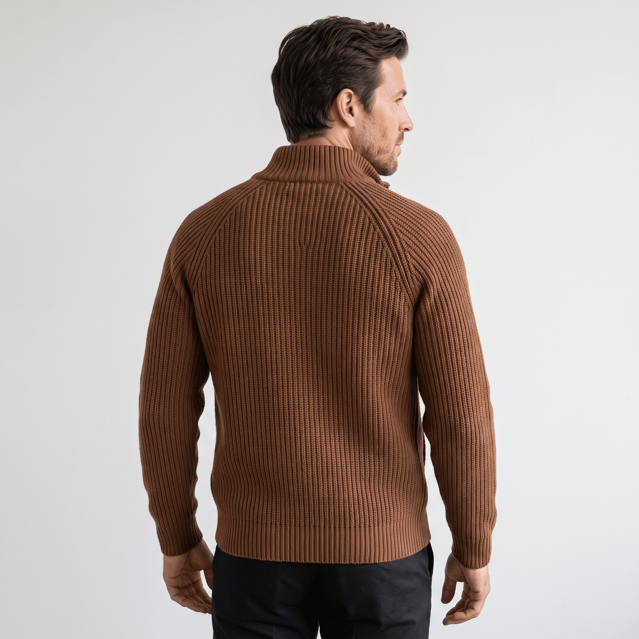 Harold Cotton-Blend Knit Cardigan – Stand-Collar Full-Zip Slim-Fit Sweater