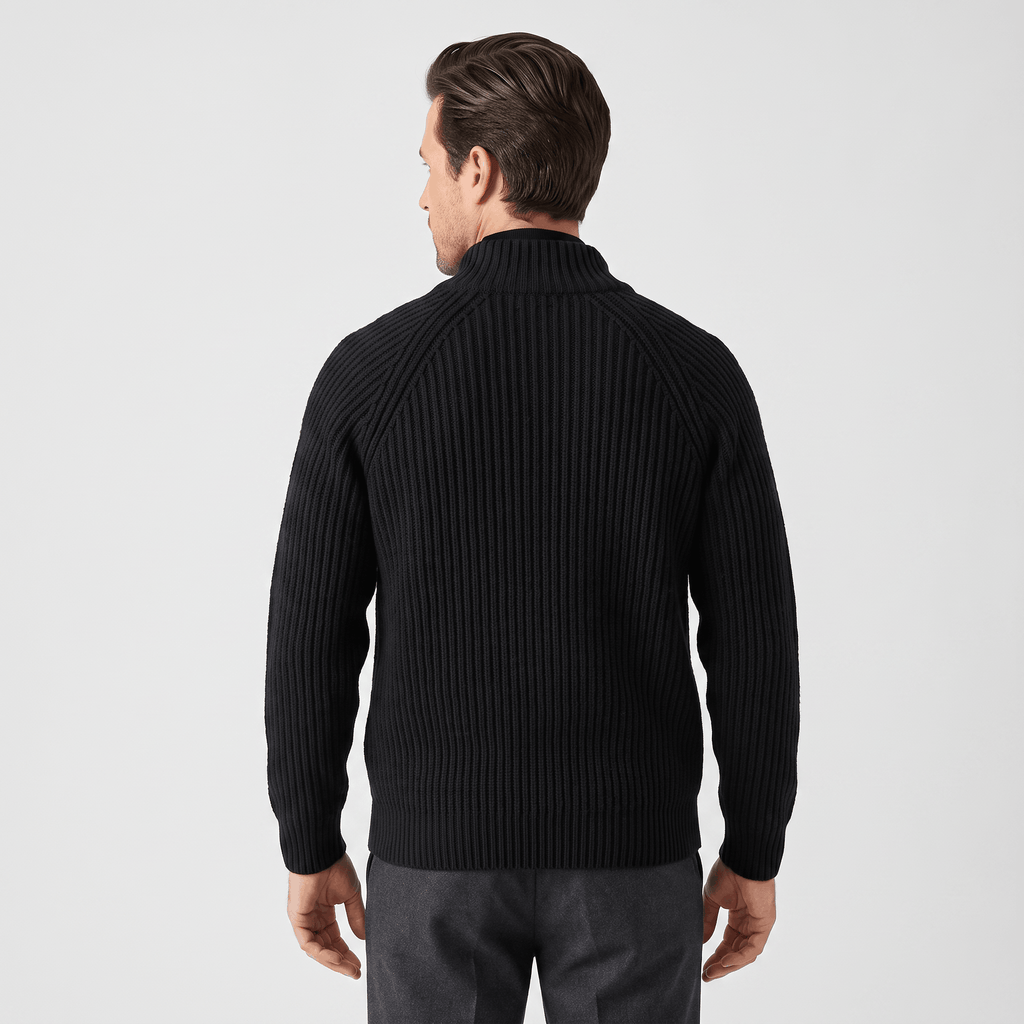 Harold Cotton-Blend Knit Cardigan – Stand-Collar Full-Zip Slim-Fit Sweater