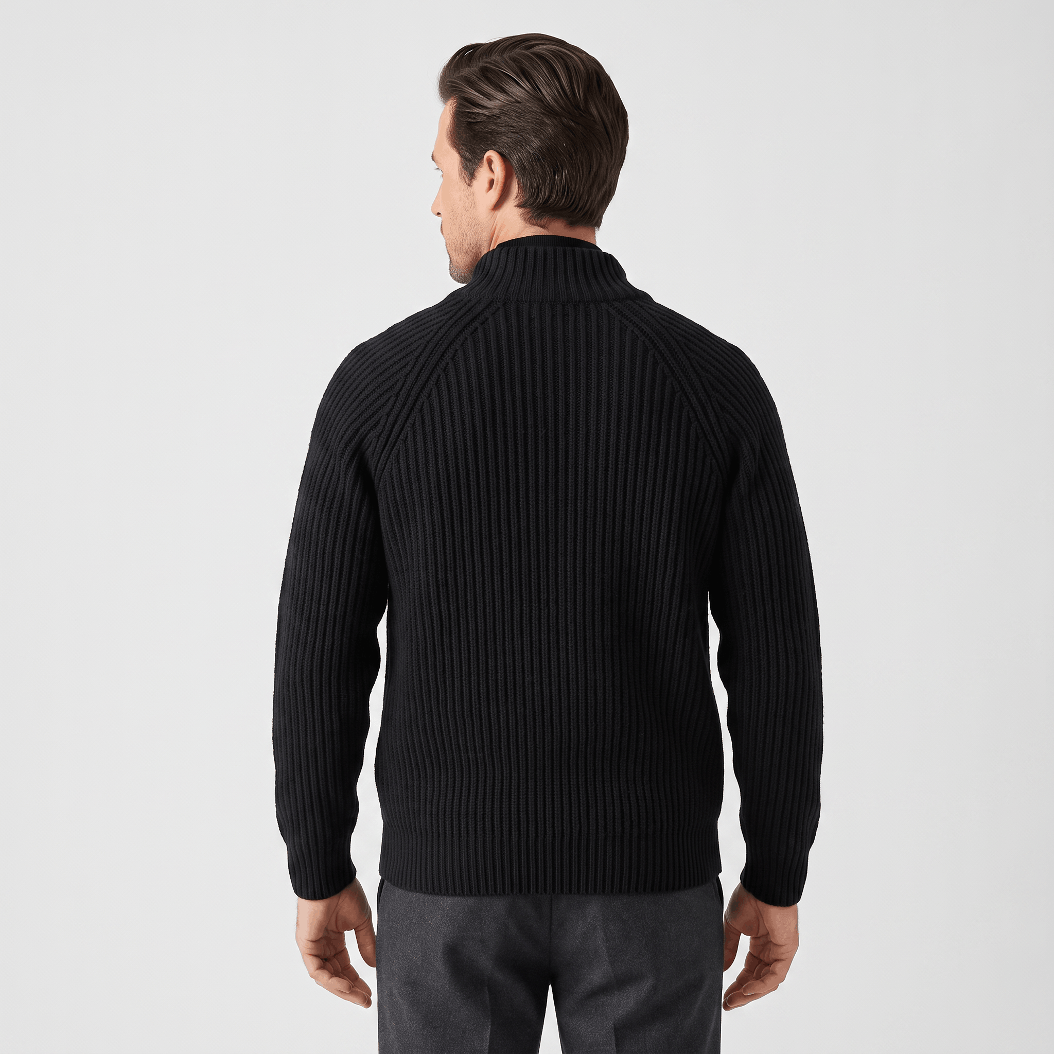 Harold Cotton-Blend Knit Cardigan – Stand-Collar Full-Zip Slim-Fit Sweater