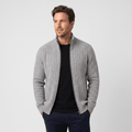 Casper Ribbed Knit Cardigan – Stand-Collar Full-Zip Structured Sweater